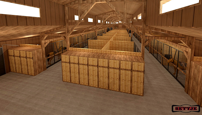 Equine Sports Complex Rendering - Barn Interior - Tack Area from Above