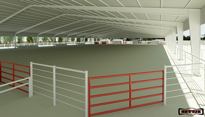 Equine Sports Complex Rendering - Arena Interior from Southwest