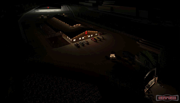 Equine Sports Complex Rendering - Nighttime from Above Northwest