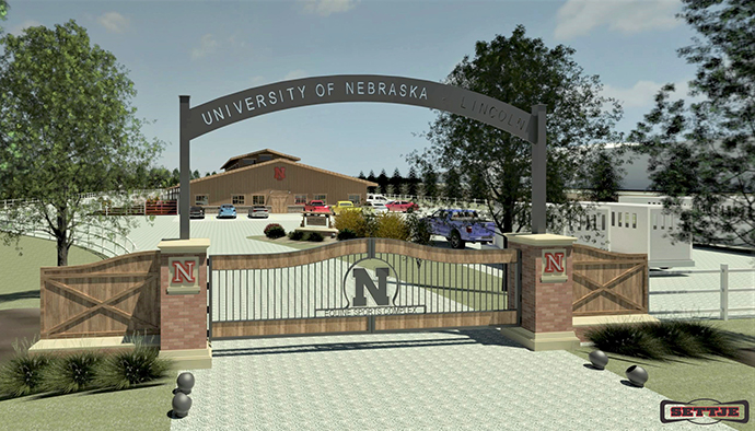 Equine Sports Complex Rendering - Daytime Entrance Gate from West