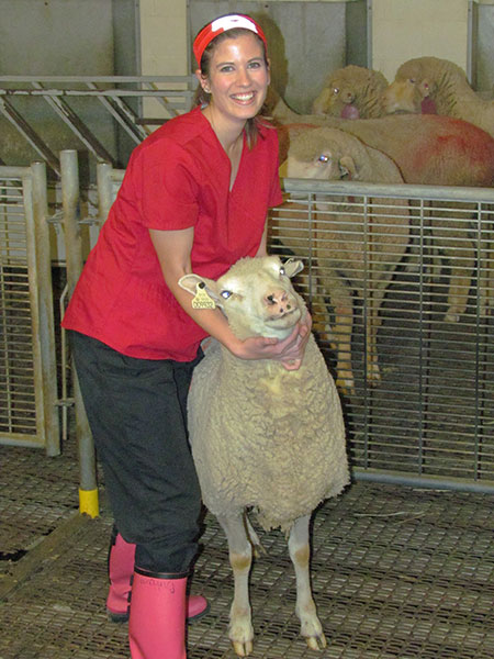 Elena Merrick with Sheep