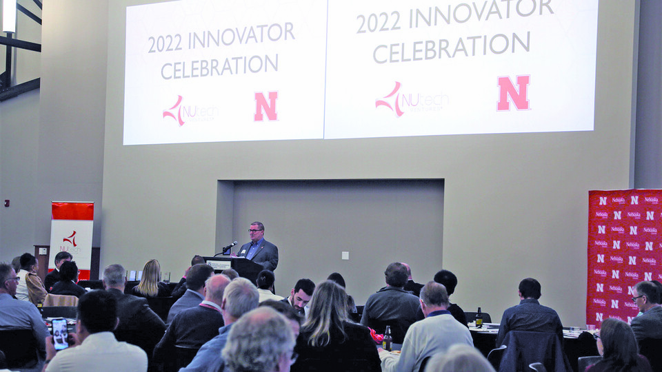 Bob Wilhelm, vice chancellor for research and economic development, speaks during NUtech Ventures' 2022 Innovator Awards. 