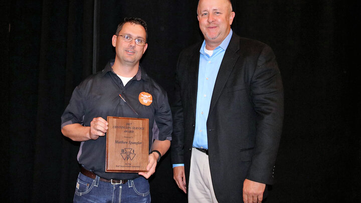 Matthew Spangler with Marty Ropp, 2016-17 BIF president