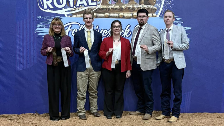 2025 Nebraska Livestock Judging Team (L-R): Maleah Crisp, Greg Treffer, Kirsten Heselmeyer, Caden Schwab, Dalton Williams