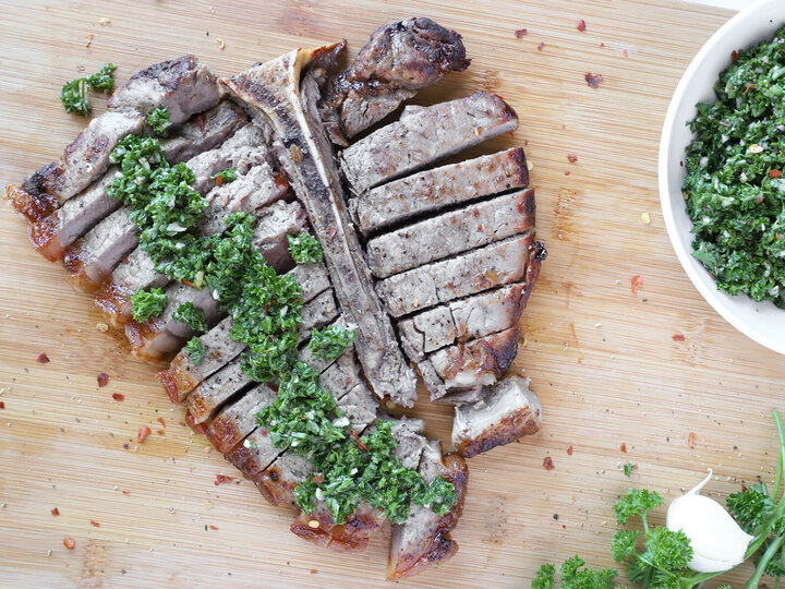 T-Bone Steak with Chimichurri Sauce