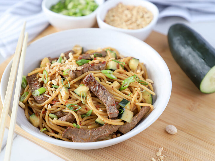 Asian Peanut Beef and Pasta