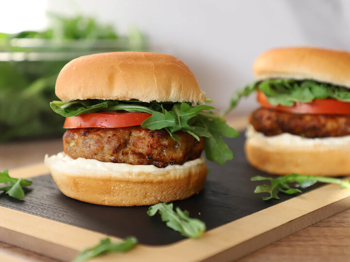 Air Fryer Pork and Apple Burgers