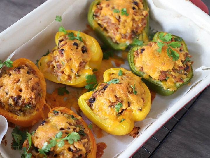 Cheesy Pork Stuff Bell Peppers