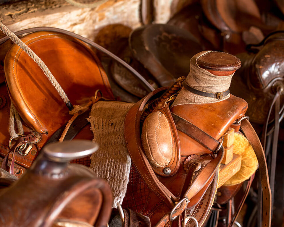 close up of a saddle